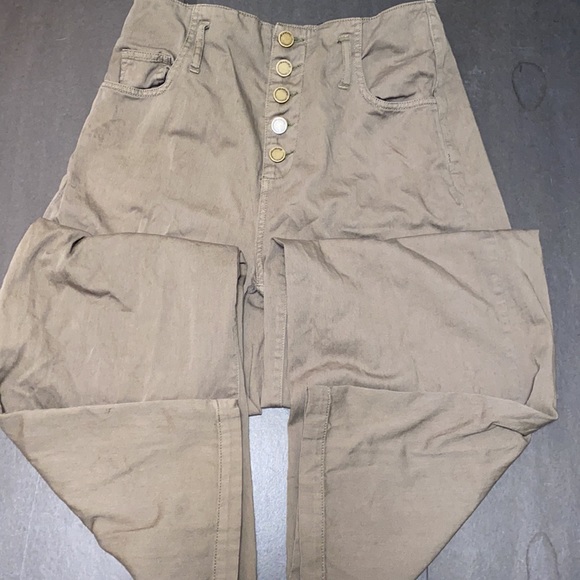 Blank NYC Size 27 Green Brown Button Fly Wide Leg Pants - Picture 4 of 12